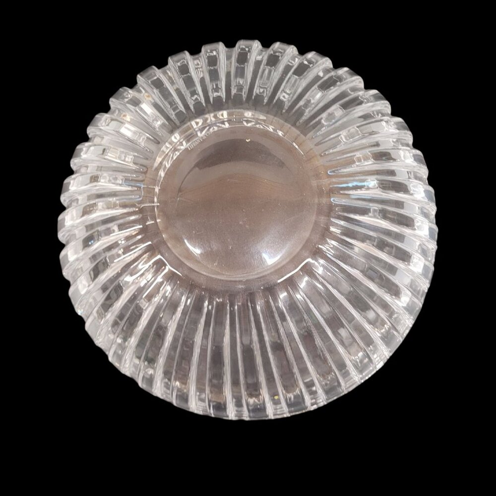 Tiffany & Co Atlas Collection Crystal Bowl 1980s Roman Numerals 10'' W Signed - Picture 6 of 7